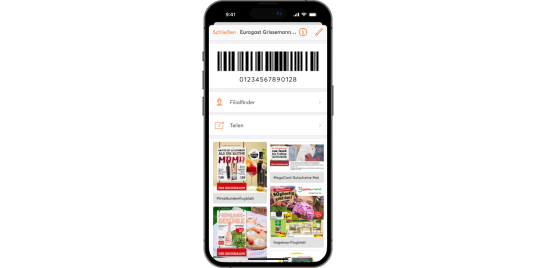 Screen der digitalen Gastrocard in mobile-pocket