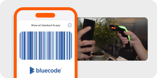 Scanning Bluecode in mobile-pocket app and pay mobile
